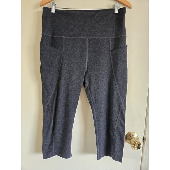 Fishers Finery Womens XL Super High Rise Active 18" Capri Heather Gray Workout - Picture 1 of 5